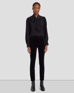 7 For All Mankind Velvet High Waist Ankle Skinny In Black 12 7 For All Mankind Velvet High Waist Ankle Skinny In Black -Sleek Fit Style 7U001V65 BLK 1