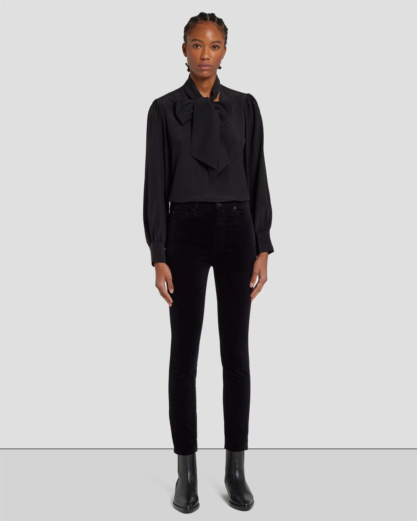 7 For All Mankind Velvet High Waist Ankle Skinny In Black 7 7 For All Mankind Velvet High Waist Ankle Skinny In Black - Image 5
