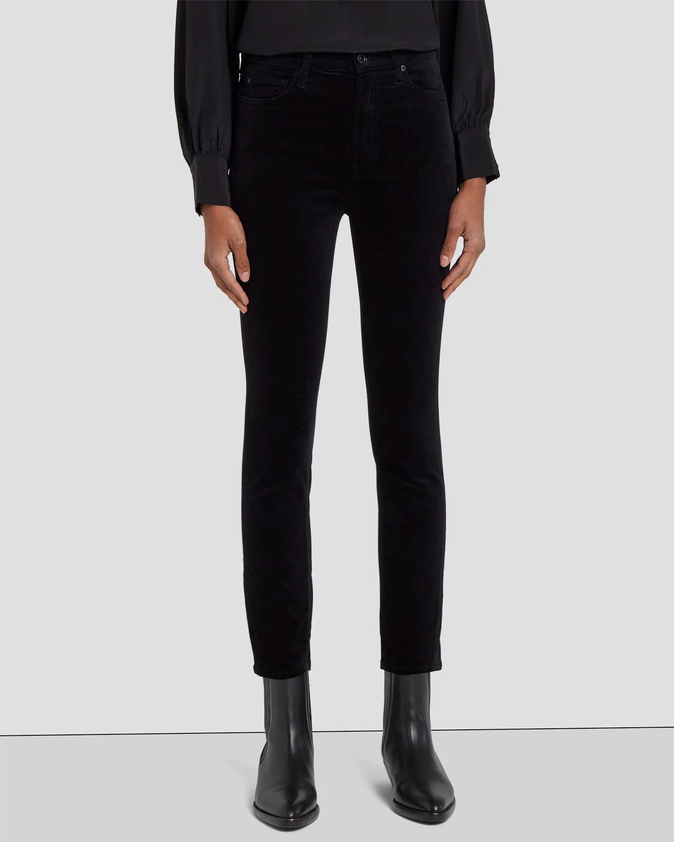 7 For All Mankind Velvet High Waist Ankle Skinny In Black 4 7 For All Mankind Velvet High Waist Ankle Skinny In Black - Image 2