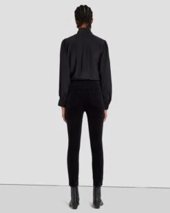 7 For All Mankind Velvet High Waist Ankle Skinny In Black 11 7 For All Mankind Velvet High Waist Ankle Skinny In Black -Sleek Fit Style 7U001V65 BLK 4
