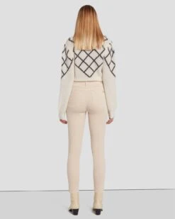 7 For All Mankind Velvet High Waist Ankle Skinny In Tapioca 11 7 For All Mankind Velvet High Waist Ankle Skinny In Tapioca -Sleek Fit Style 7U001V65 TAP 4