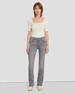 7 For All Mankind Tailorless B(air) Bootcut In Silverlining -Sleek Fit Style 7U073C43 SNG 6