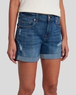 7 For All Mankind Broken Twill Mid Roll Short In Vanity Destroy -Sleek Fit Style 7U21067 BTL 3