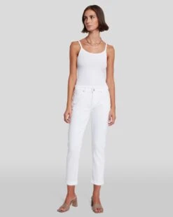 7 For All Mankind Broken Twill Josefina In White -Sleek Fit Style 7U303445 BTW 6