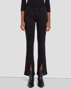 7 For All Mankind Slim Illusion Kimmie Straight In Black -Sleek Fit Style 7U343526 SIB 0502 F