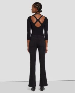 7 For All Mankind Slim Illusion Kimmie Straight In Black -Sleek Fit Style 7U343526 SIB 0514 B