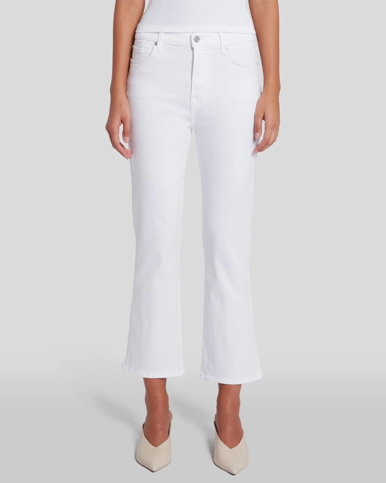 7 For All Mankind Slim Illusion High Waist Slim Kick In Luxe White 4 7 For All Mankind Slim Illusion High Waist Slim Kick In Luxe White - Image 2