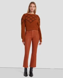 7 For All Mankind High Waist Slim Kick In Coated Ginger -Sleek Fit Style 7U352752 CCC 1