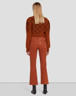 7 For All Mankind High Waist Slim Kick In Coated Ginger -Sleek Fit Style 7U352752 CCC 4