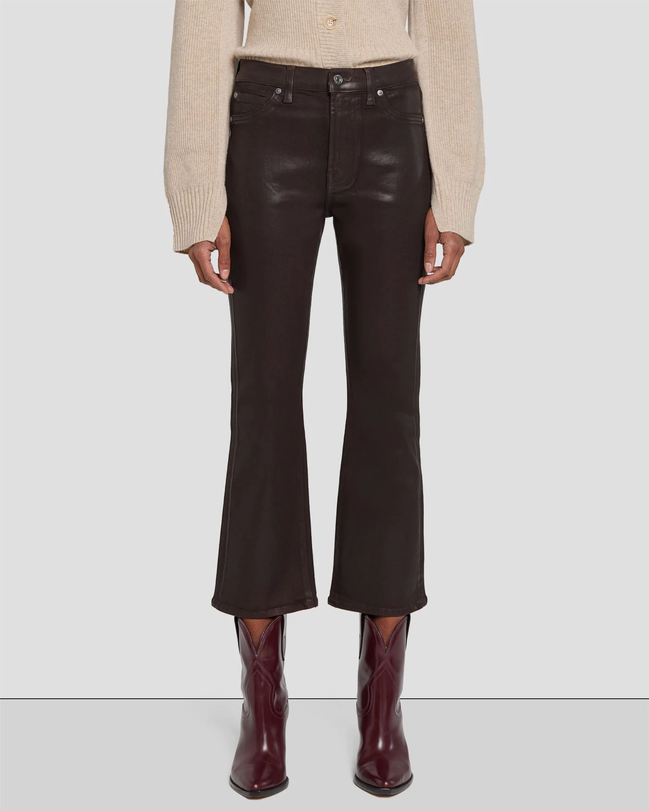 7 For All Mankind High Waist Slim Kick In Coated Chocolate 4 7 For All Mankind High Waist Slim Kick In Coated Chocolate - Image 2