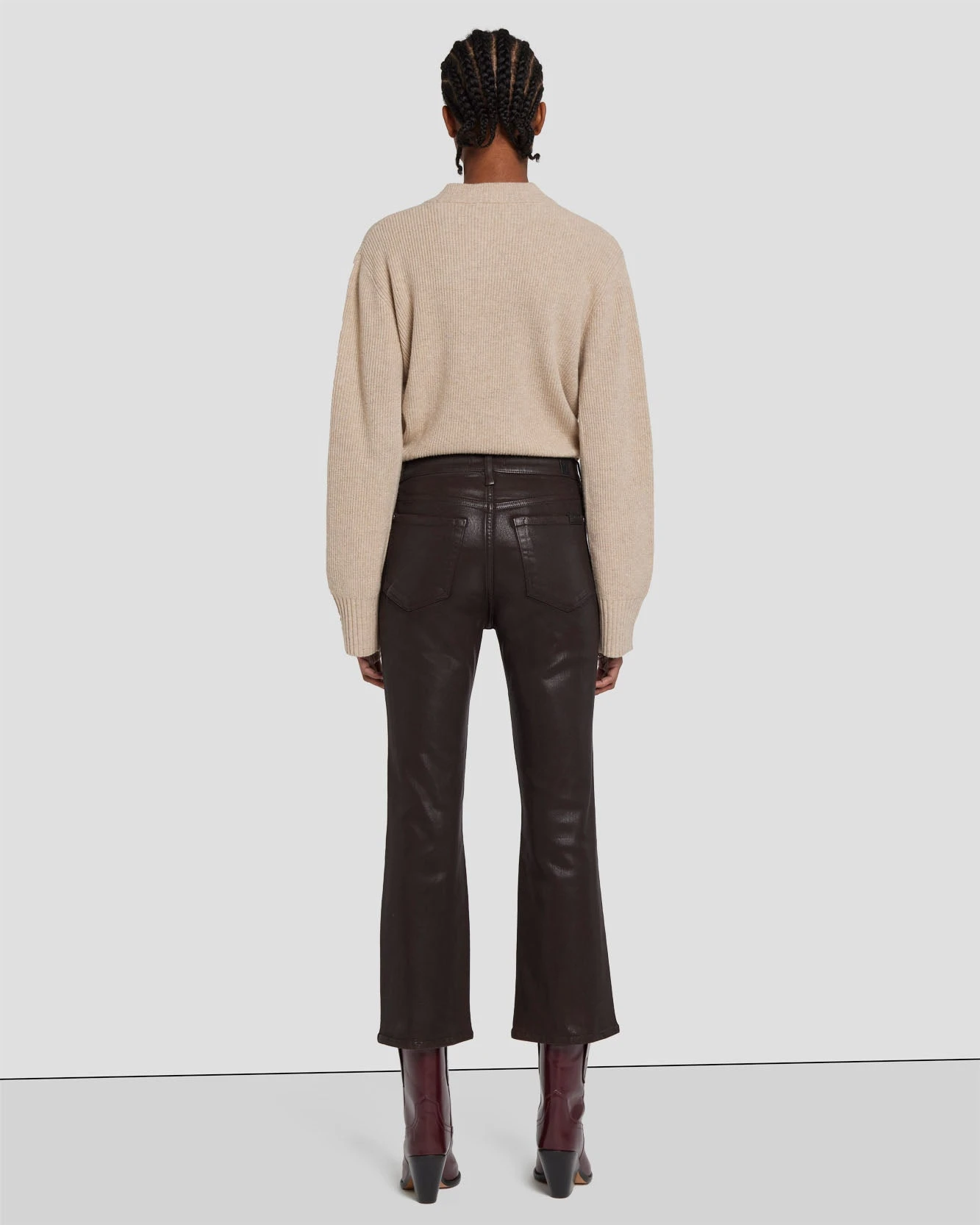 7 For All Mankind High Waist Slim Kick In Coated Chocolate 6 7 For All Mankind High Waist Slim Kick In Coated Chocolate - Image 4