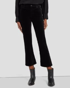 7 For All Mankind Velvet High Waist Slim Kick In Black -Sleek Fit Style 7U352V65 BLK 2