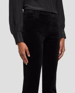 7 For All Mankind Velvet High Waist Slim Kick In Black -Sleek Fit Style 7U352V65 BLK 3