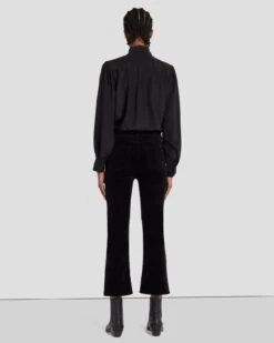 7 For All Mankind Velvet High Waist Slim Kick In Black -Sleek Fit Style 7U352V65 BLK 4