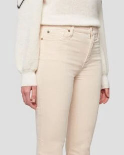 7 For All Mankind Velvet High Waist Slim Kick In Tapioca -Sleek Fit Style 7U352V65 TAP 3