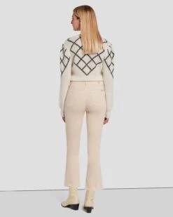 7 For All Mankind Velvet High Waist Slim Kick In Tapioca -Sleek Fit Style 7U352V65 TAP 4