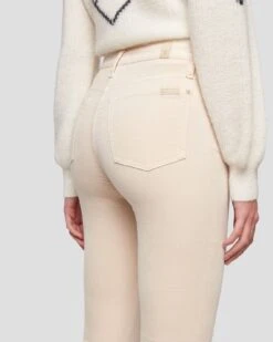 7 For All Mankind Velvet High Waist Slim Kick In Tapioca -Sleek Fit Style 7U352V65 TAP 5