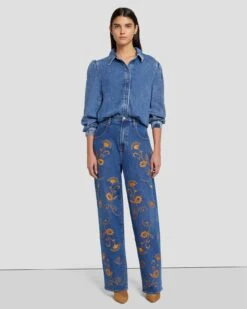 7 For All Mankind The Jennifer 90s Baggy Jean In Explorer -Sleek Fit Style 7U422C10 EP1 6