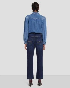 7 For All Mankind Broken Twill High Waist Slim Kick In Calix -Sleek Fit Style 7U500067 CL6 4