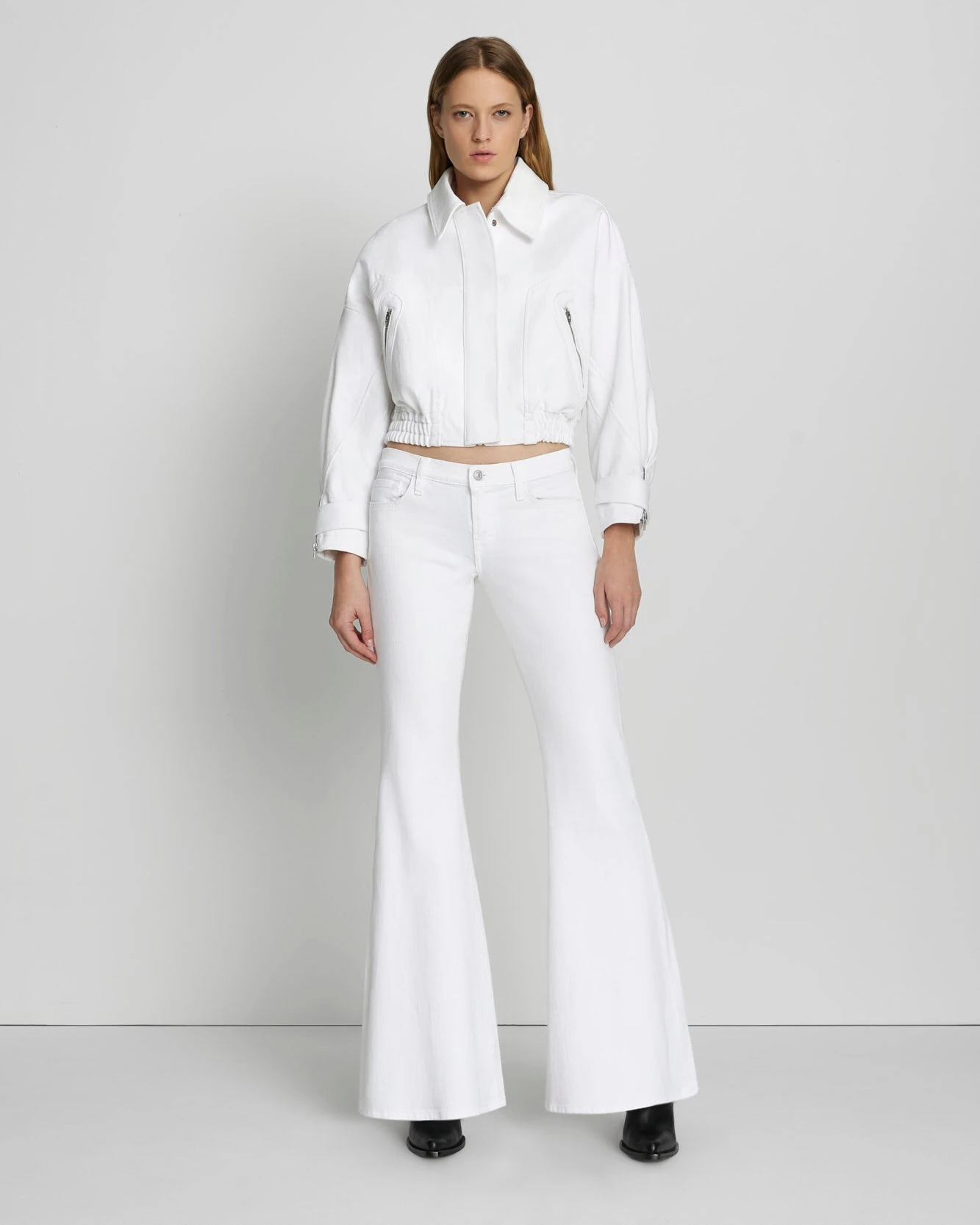 7 For All Mankind Low Rise Flare In Brilliant White 3 7 For All Mankind Low Rise Flare In Brilliant White