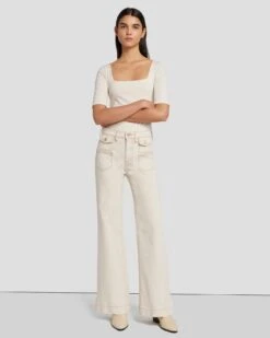 7 For All Mankind Modern Dojo In Ecru -Sleek Fit Style 7U533D18 EC2 6