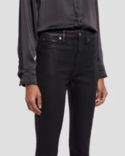 7 For All Mankind Tailorless Ultra High Rise Skinny Boot In Coated Black 12 7 For All Mankind Tailorless Ultra High Rise Skinny Boot In Coated Black -Sleek Fit Style 7U633752 CBA 3