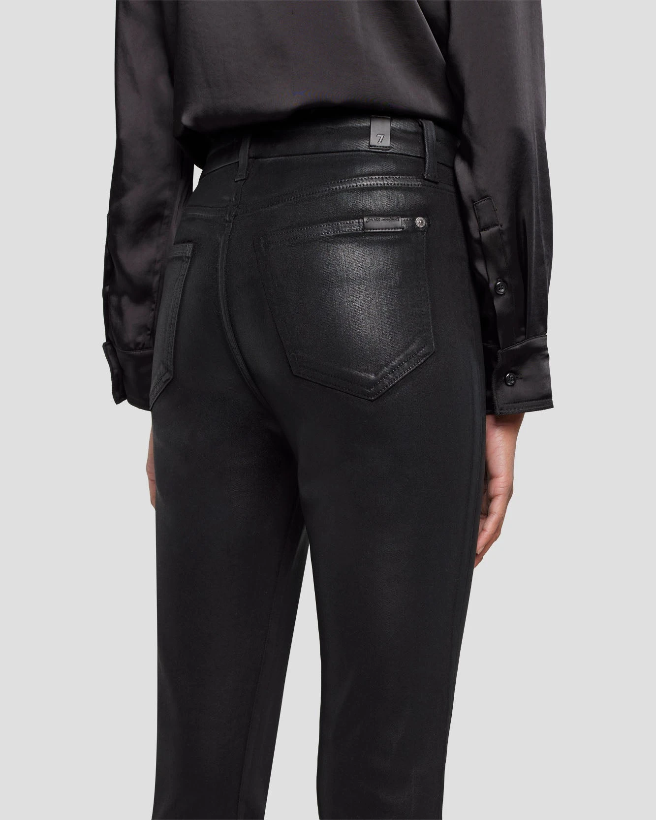 7 For All Mankind Tailorless Ultra High Rise Skinny Boot In Coated Black 8 7 For All Mankind Tailorless Ultra High Rise Skinny Boot In Coated Black - Image 6
