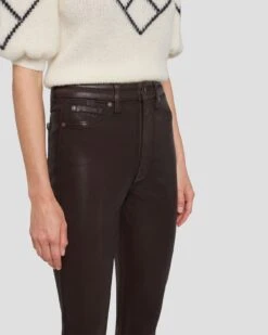 7 For All Mankind Tailorless UHR Skinny Boot In Coated Chocolate -Sleek Fit Style 7U633752 CHO 3