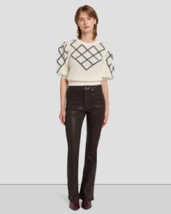 7 For All Mankind Tailorless UHR Skinny Boot In Coated Chocolate -Sleek Fit Style 7U633752 CHO 6