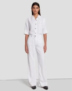 7 For All Mankind Tailorless Denim Lustre Modern Dojo In Brilliant White -Sleek Fit Style 7U638786 BW0 1