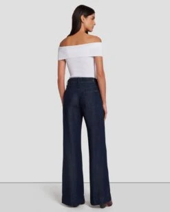 7 For All Mankind Tailorless Denim Lustre Dojo Trouser In Dark Rinse -Sleek Fit Style 7U638C86 DR3 4
