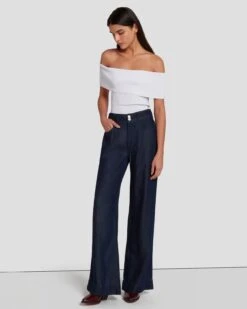 7 For All Mankind Tailorless Denim Lustre Dojo Trouser In Dark Rinse -Sleek Fit Style 7U638C86 DR3 6