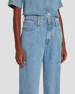 7 For All Mankind Tailorless Denim Lustre Modern Dojo In Volcan Blue -Sleek Fit Style 7U638C86 VCB 3