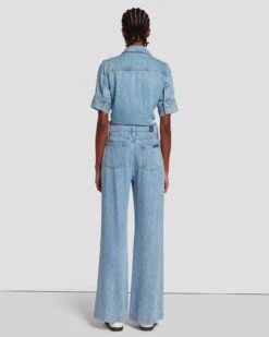7 For All Mankind Tailorless Denim Lustre Modern Dojo In Volcan Blue -Sleek Fit Style 7U638C86 VCB 4