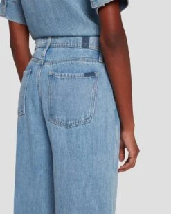 7 For All Mankind Tailorless Denim Lustre Modern Dojo In Volcan Blue -Sleek Fit Style 7U638C86 VCB 5