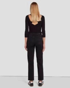 7 For All Mankind Cropped Alexa In Black Rose -Sleek Fit Style 7U641216 BR4 4