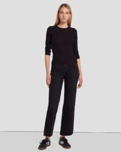 7 For All Mankind Cropped Alexa In Black Rose -Sleek Fit Style 7U641216 BR4 6