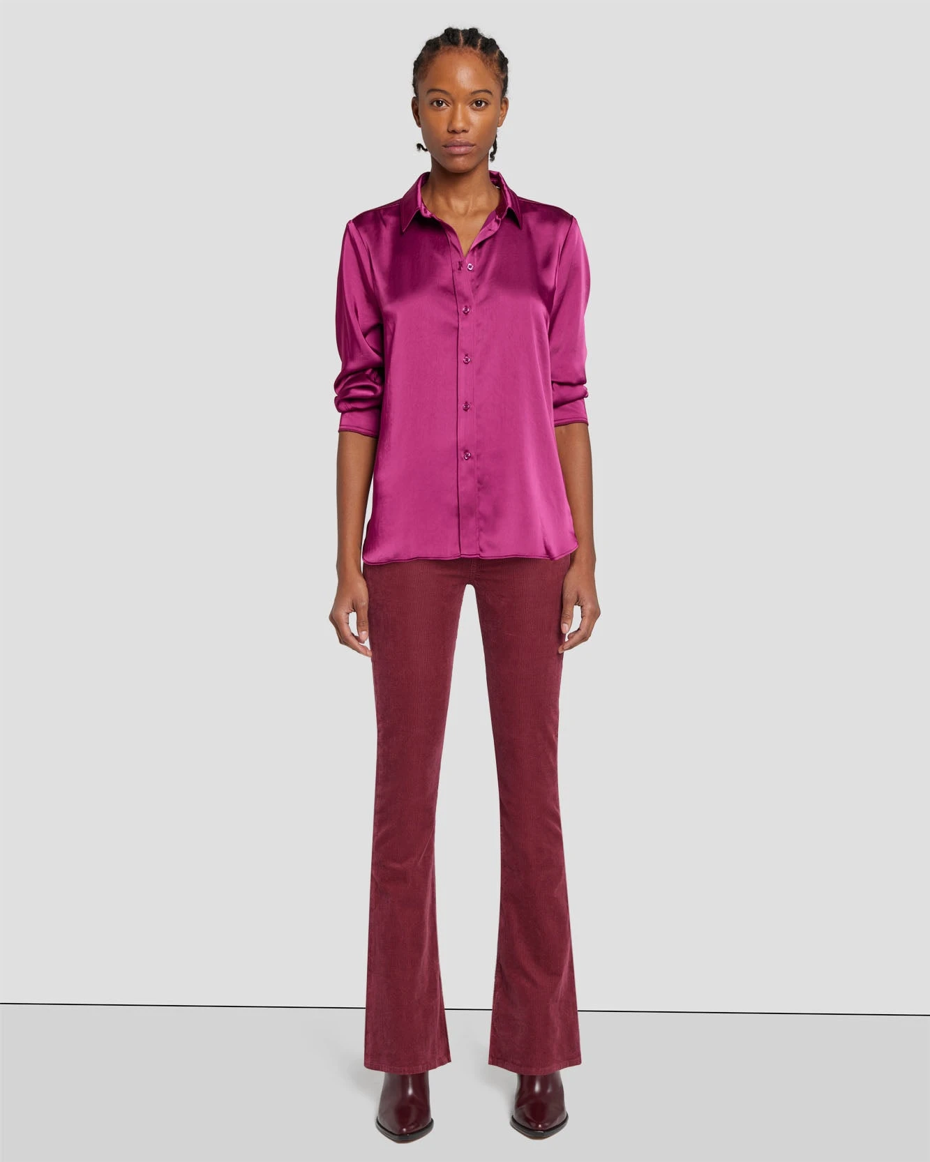 7 For All Mankind Tailorless Corduroy UHR Skinny Boot In Burgundy 8 7 For All Mankind Tailorless Corduroy UHR Skinny Boot In Burgundy - Image 6