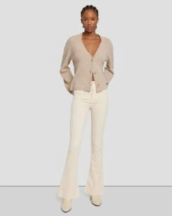 7 For All Mankind Tailorless Corduroy UHR Skinny Boot In Tapioca -Sleek Fit Style 7U648V64 TAP 6