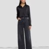 7 For All Mankind MANKIND Zoey Super Wide Leg In Licorice -Sleek Fit Style 7U649C31 LIR 1