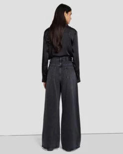 7 For All Mankind MANKIND Zoey Super Wide Leg In Licorice -Sleek Fit Style 7U649C31 LIR 4
