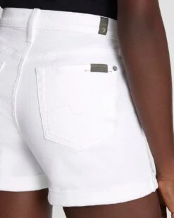7 For All Mankind Broken Twill Mid Roll Short In White -Sleek Fit Style 7U702445 BTW 3
