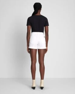 7 For All Mankind Broken Twill Mid Roll Short In White -Sleek Fit Style 7U702445 BTW 4