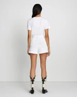 7 For All Mankind Denim Tailored Short In Brilliant White -Sleek Fit Style 7U744795 WTE 4
