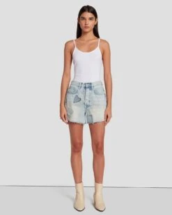 7 For All Mankind Easy Ruby Short In Iris Patchwork