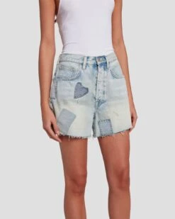 7 For All Mankind Easy Ruby Short In Iris Patchwork -Sleek Fit Style 7U748555 IP2 3