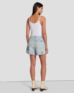 7 For All Mankind Easy Ruby Short In Iris Patchwork -Sleek Fit Style 7U748555 IP2 4