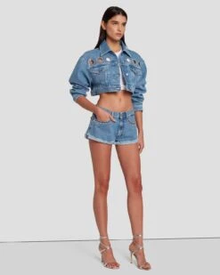 7 For All Mankind 7FAM X ADR Cropped Jacket In Babe -Sleek Fit Style 7U758C10 BB1 6