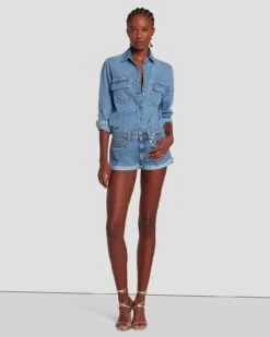 7 For All Mankind 7FAM X ADR Denim Shirt In Vibe -Sleek Fit Style 7U759D15 VBE 3