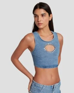 7 For All Mankind 7FAM X ADR Cropped Top In Vibe 10 7 For All Mankind 7FAM X ADR Cropped Top In Vibe -Sleek Fit Style 7U760120 VBE 3